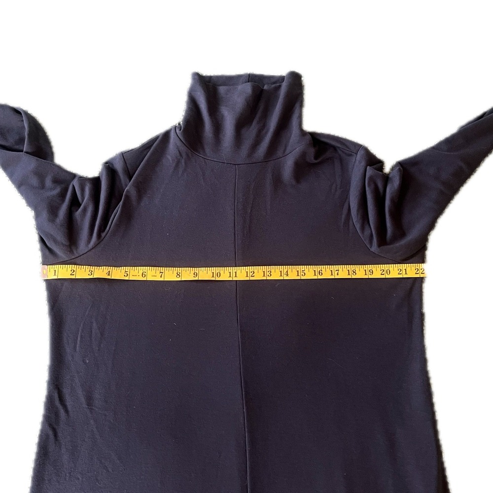 Jill Luxe Tencel Turtleneck Midi Dress Navy Blue Long Sleeve Sz LP Fall Chic - Picture 4 of 6